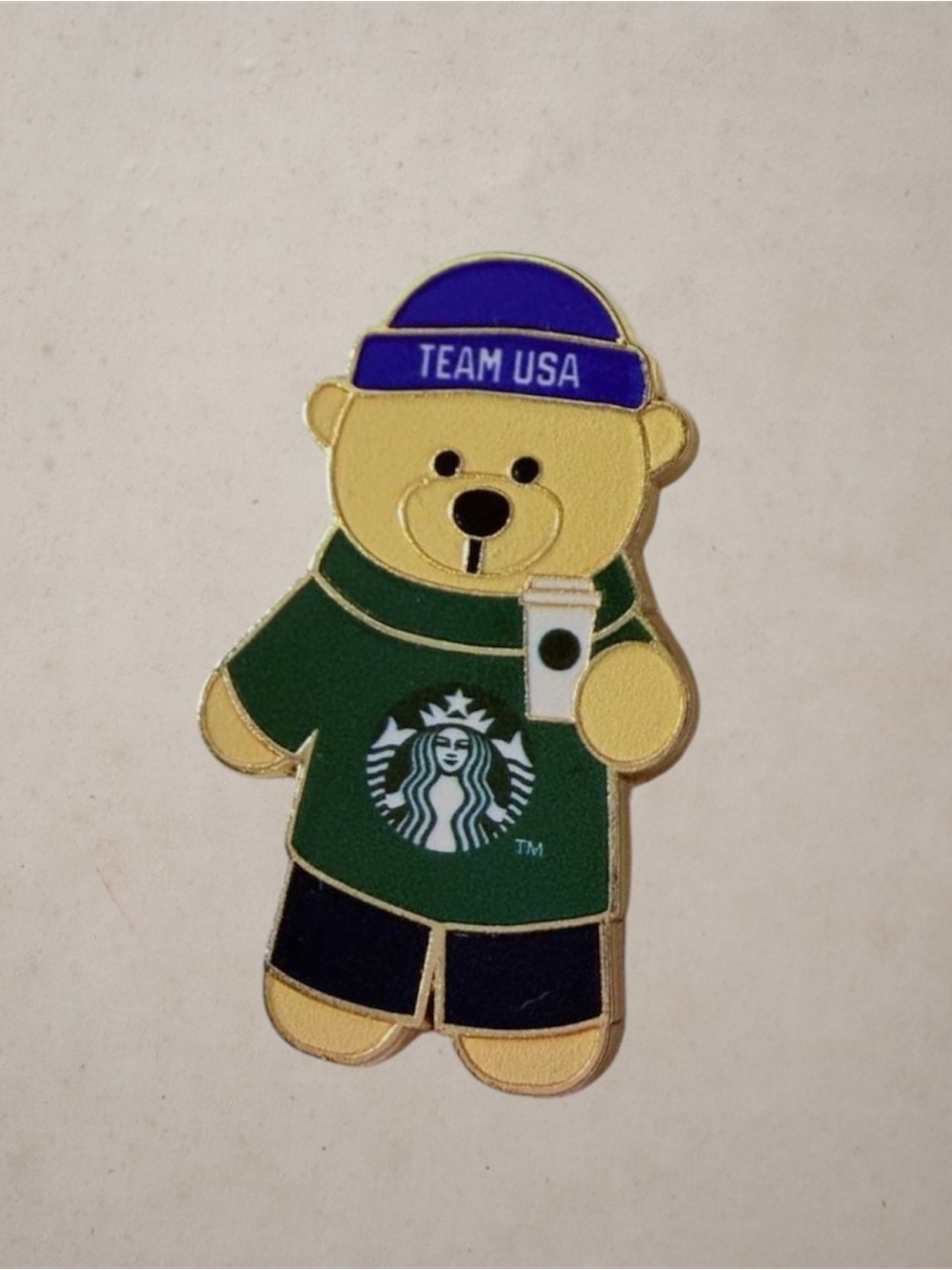 Starbucks Team USA Bear Pin - Green, Blue, Black 🇺🇸